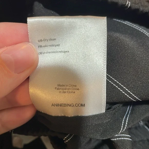 Anine Bing Isabella Pinstripe Pants Drawstring Pull On Black Stripe Size Medium - Picture 6 of 16